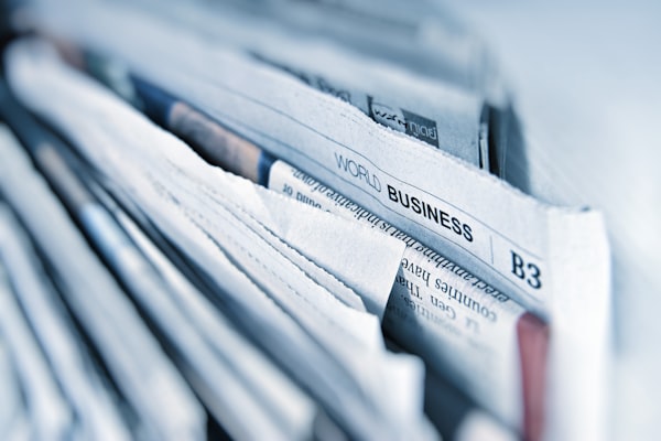 Stack of printed newspapers